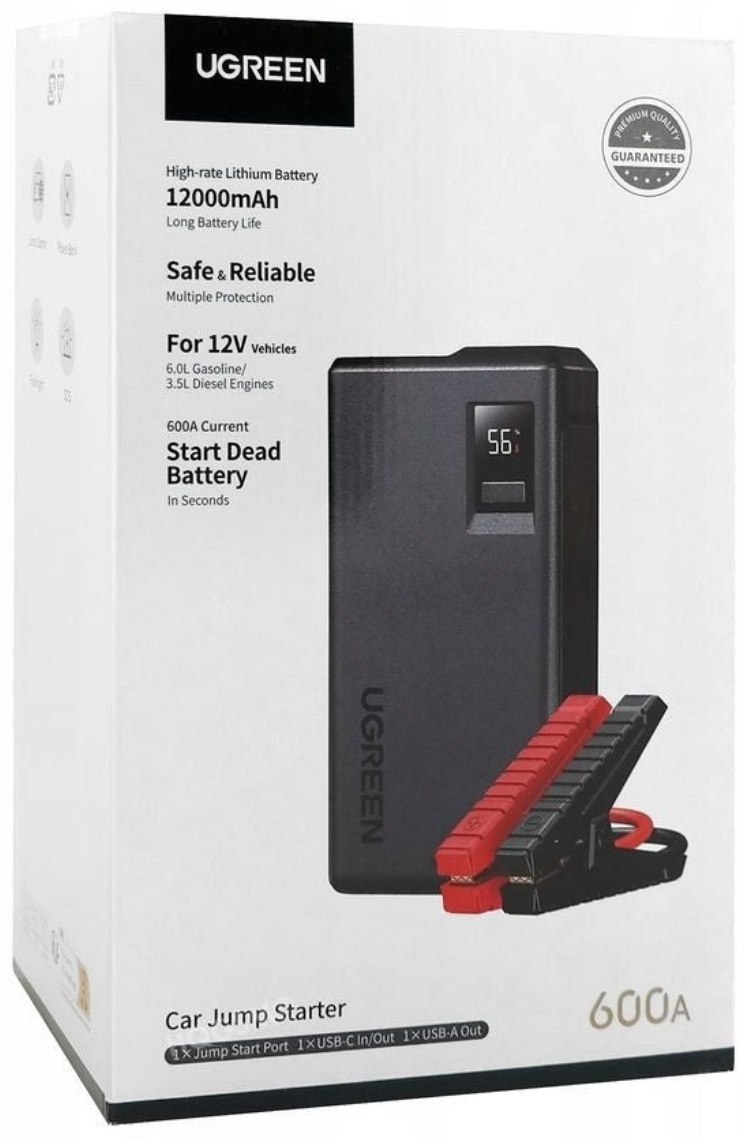 Зарядно-пусковое устройство UGREEN ES702 12000mAh Car Jump Starter серый